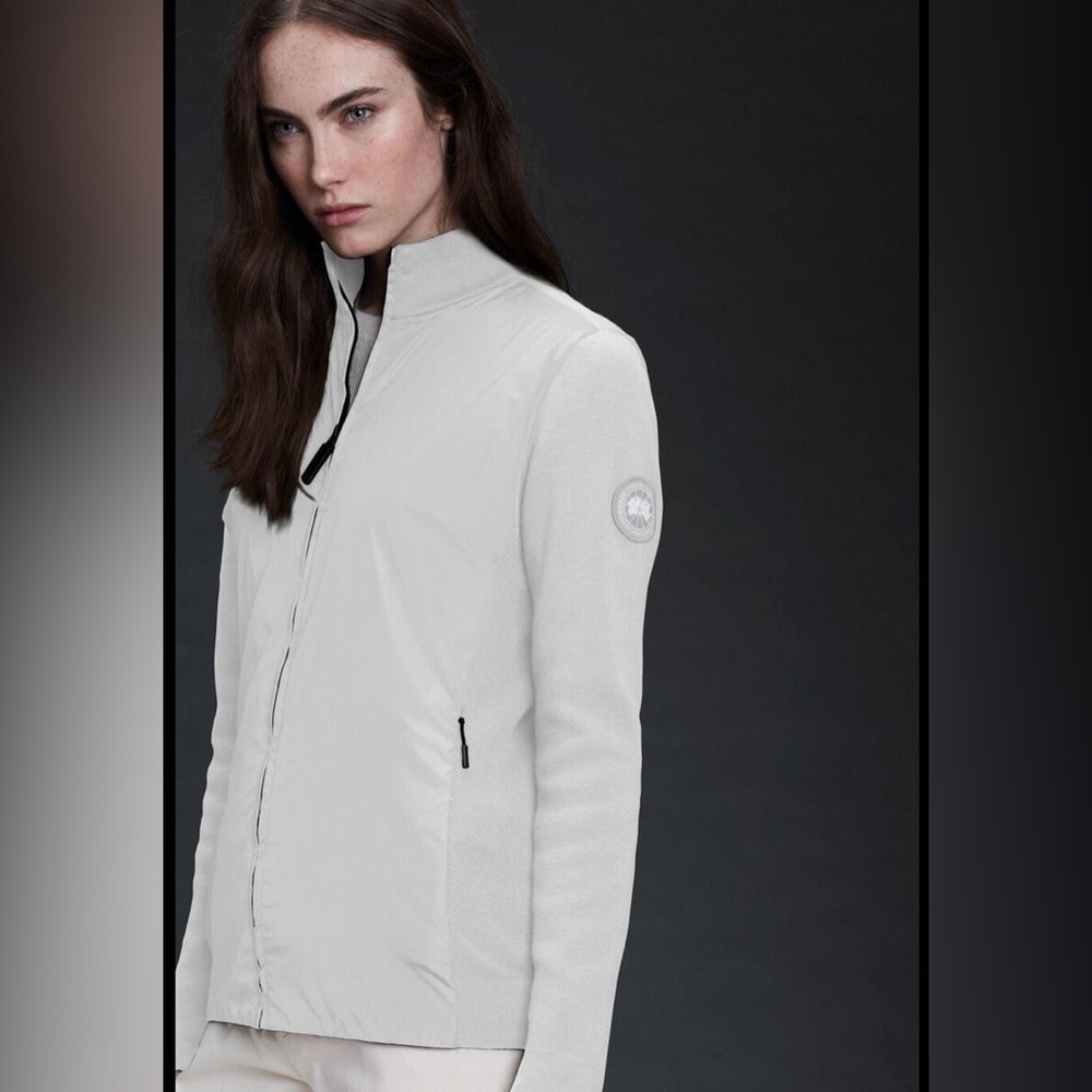 Canada goose white windbridge zip up knit sweater